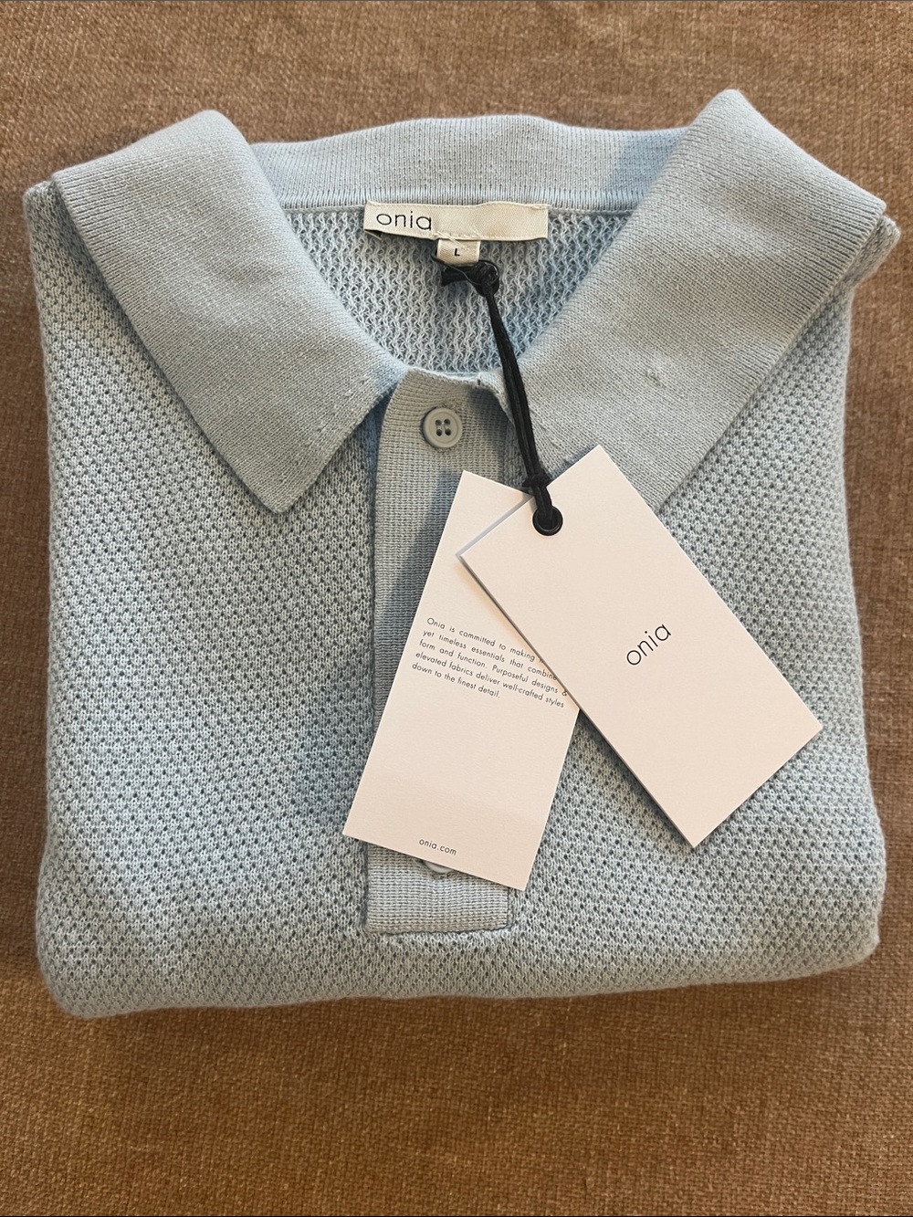 Onia Men’s Pale Blue Knit Polo
